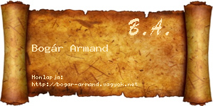 Bogár Armand névjegykártya